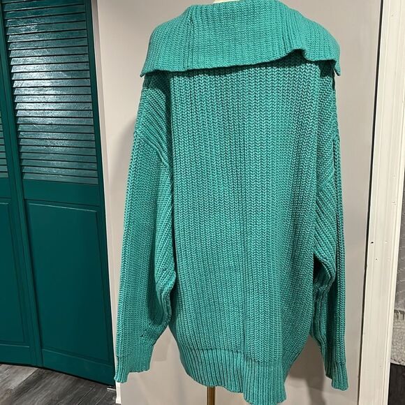 Free People NWT Swim Too Deep Oversized Cardi in Turqoise - oversize XS $158 - Picture 6 of 9
